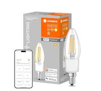 LEDVANCE lampadina Smart LED con Wifi, base E14, dimmerabile, bianco caldo (2700K), forma di candela, filamento chiaro, sostituzione per lampadine 40W, controllabile con Alexa, Google, App, 1-pack
