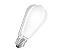 Ledvance Classic Edison55. Lampadina LED Edison opale 220-240V 6,5W 2700K E27. 730 lumen. Equivalente a 55 W. 15.000 ore. 143 x 645 mm. Luce calda.