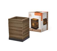 LEDVANCE da tavolo Decor Cardboard Square marrone in cartone ondulato, leggera, E27, diametro 200 mm, in materiale riciclato, sostenibile grazie alla sorgente luminosa sostituibile