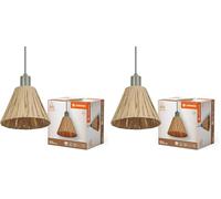 LEDVANCE Decor Rafia verde-marrone in rafia e metallo, E27, diametro 200 mm, paralume in materiale riciclato, sostenibile grazie alla sorgente luminosa sostituibile, facile da installare