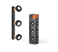 LEDVANCE Faretto da soffitto Pluto, acciaio, legno, a 3 luci, nero LEDVANCE