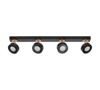 LEDVANCE Faretto da soffitto Pluto, acciaio, legno, a 4 luci, nero LEDVANCE