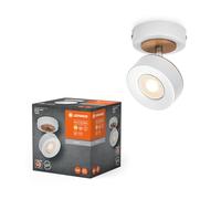 LEDVANCE Faretto LED da parete Pluto, acciaio, legno, bianco LEDVANCE