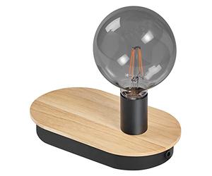 LEDVANCE DECOR Wood lampada da tavolo in legno TOUCH USB, nera, attacco E27 per una facile sostituzione della lampada, compatibile con lampada normale o smart, protezione IP20