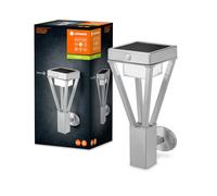 LEDVANCE ENDURA SOLAR BOUQUET WALL SENSOR 36,5cm - applique solari con rilevatore di movimento, per esterni con 3 modalità di funzionamento, 6W, 3000K, 200-550 Lumen, IP44, argento