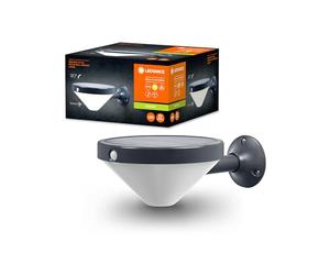 LEDVANCE ENDURA Style Lunar applique solare, luce bianca calda (3000K), sensore integrato, senza alimentazione, lunga durata della batteria: 60 accensioni da 30 secondi in modalità PIR, IP44, nero