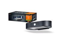 LEDVANCE ENDURA Style Oval S applique solare piccola, luce bianca calda (3000K), sensore integrato, senza alimentazione, lunga durata batteria: 30 accensioni da 60 secondi in modalità PIR, IP44, nero