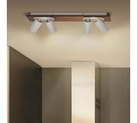 LEDVANCE Faretto da soffitto Mercury GU10, a 4 luci, legno/bianco LEDVANCE
