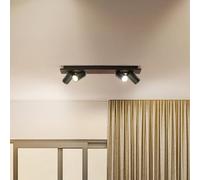 LEDVANCE Faretto da soffitto Mercury GU10, a 4 luci, legno/nero LEDVANCE
