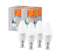 LEDVANCE Lampada LED intelligente con tecnologia WiFi, attacco E14, dimmerabile, colore della luce modificabile (2700-6500K), colori RGB modificabili, sostituzione per 40W, SMART+ RGB, confezione da 4