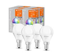 LEDVANCE Lampada LED intelligente con tecnologia WiFi, attacco E14, dimmerabile, colore della luce modificabile(2700-6500K),colori RGB modificabili,sostituzione per 40W, confezione da 4
