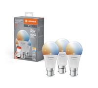 LEDVANCE Lampada LED intelligente con tecnologia WiFi, B22d-base ottica opaca ,Colore della luce modificabile (2700K-6500K), 806 Lumen, sostituzione delle lampade 60W, , 3-Confezione