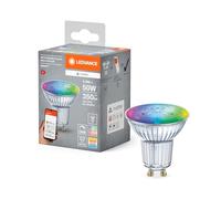 Ledvance Lampada Led Smart+ Matter con Riflettore Attacco Gu10, Vetro, 4,9W, 350Lm, Luce Colorata e Luce Bianca, Compatibile con Google, Alexa, Apple, App o Controllo Vocale, Durata Fino a 20.000 Ore