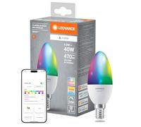 LEDVANCE Lampada LED SMART+ MATTER, smerigliata, 4,9W, 470lm, forma a candela E14, luce colorata e luce bianca, compatibile con Google, Alexa, Apple, app o controllo vocale, durata fino a 20.000 ore