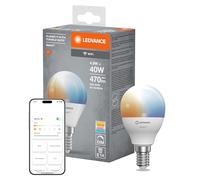 LEDVANCE Lampada LED SMART+ WIFI, smerigliata, 4,9W, 470lm, forma classica a sfera (Classic P), attacco E14, luce bianca regolabile, dimmerabile, app o controllo vocale, durata fino a 20.000 ore