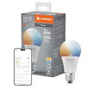LEDVANCE Lampada LED SMART+ WIFI, smerigliata, 9W, 806lm, forma classica a goccia con attacco E27, luce bianca regolabile, dimmerabile, app o controllo vocale, durata fino a 20.000 ore