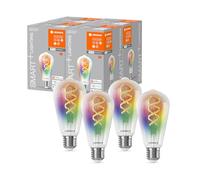 LEDVANCE Lampada LED SMART+ WIFI, vetro chiaro, 4,8 W, 470 lm, forma Edison con diametro 64 mm e attacco E27, colore e luce bianca regolabili, dimmerabile, app o controllo vocale, confezione da 4