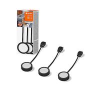 LEDVANCE LED SPOT Puck luce sottopensile 65mm, nera, 3x3W, 3x330lm, design rotondo e luce bianca calda, 3000K, set di tre luci sottopensile con modulo LED integrato, protezione IP20