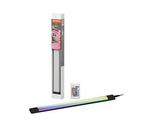 LEDVANCE Linear Edge Sensor high-voltage under-cabinet light w. RGBW technology, 30 cm, RGBW colours selectable, dimmable, 8 W, 460 lm, 3,000 K, warm white, black aluminium, IP20, w. remote control