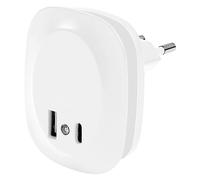 LEDVANCE Lunetta Edge Socket Night Light, White, 0.35W, 10lm, luce bianca calda, sensore di luce diurna, nessione USB-A e USB-C, tecnologia a LED, funzionalità di ricarica, lunga durata, IP20, 3000K