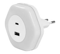 LEDVANCE Lunetta Hexagon Socket Night Light, White, 5W, 5Lm, Luce bianca calda, Connessione USB-A e USB-C, tecnologia LED, funzionalità di ricarica, lunga durata, classe di protezione IP20, 3000K