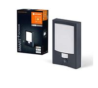 LEDVANCE SMART+ ENTRANCE applique da esterno con telecamera, numero civico e altoparlante, luce LED bianca calda (3000K), grigio scuro, scheda di memoria, tecnologia Smart WiFi