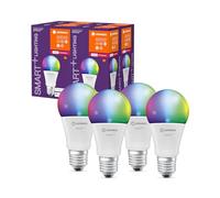 LEDVANCE Smart+ Lampe mit ZigBee Technologie, 9W, A60, matt, Sockel E27, Lichtfarbe RGBW einstellbar, 806lm, 4er Pack