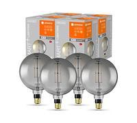 LEDVANCE Smart LED Bulb con Wifi, E27, dimmerabile, bianco caldo, grande forma del globo, filamento chiaro in vetro fumé, sostituzione per 37W, controllabile con Alexa, Google e App, confezione da 4