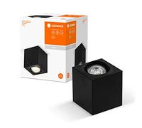 LEDVANCE Spot Surface faretto quadrato da soffitto, nero, con attacco GU10, compatibile con lampada normale o smart, angolo di emissione della luce flessibile, protezione IP20, alta qualità