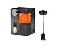 LEDVANCE Vintage 1906 Lampada a sospensione Bobbin E27, Black, Max. 25W, LED 15W, presa E27, baldacchino rotonde, lampada a sospensione interna, combinazione con 1906 lampade vintage o intelligenti