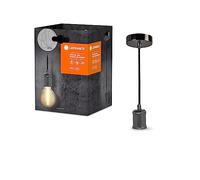 LEDVANCE Vintage 1906 Lampada a sospensione Bobbin E27, Gun Metal, Max. 25W, LED 15W, presa E27, lampada a sospensione interna, baldacchino rotondo, o intelligenti