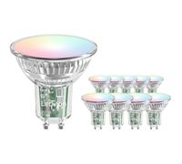 Ledvion 10 pezzi Smart RGB+CCT GU10 LED Spot 5W Dimmerabile Wifi | Controlla la luce con app o voce e usa scene o programmi per la vita quotidiana