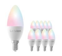 Ledvion 10 pezzi Smart RGB+CCT Lampada LED E14 5W Wi-Fi Dimmerabile | Controlla la luce con app o voce e usa scene o programmi per la vita quotidiana