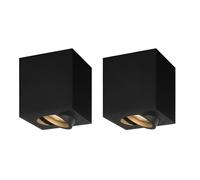 Ledvion - 2X Faretti LED a montaggio superficiale, Quadrati, Dimmerabili, 3W, 2700K, Neri, Lampada da soffitto