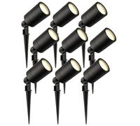 Ledvion 9 pezzi Faretti Esterno Lampade IP65 3W 2700K GU10 picchetto | Per giardino terrazza vialetto aiuole e luce decorativa esterna