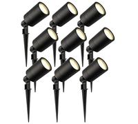 Ledvion - 9x Faretti da Esterno con Picchetto, IP65, 5W,2700K, Cavo 1 metro, Nero