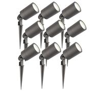 Ledvion - 9x Faretti da Esterno con Picchetto, IP65, 5W, 4000K, Cavo con Spina 2 Metri, Antracite