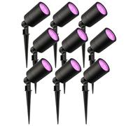 Ledvion - 9x Faretti da Esterno con Picchetto, IP65, 5W, RGBWW, Cavo con Spina 2 Metri