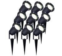 Ledvion - 9X Faretti LED con Picchetto, Alluminio, IP65, 5W, 4000K, 1M Cavo