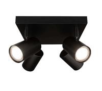 Ledvion Faretto LED Soffitto Nero 4 luci Quadrato GU10 3W bianco neutro