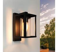 Ledvion - Lampada da Parete LED con Sensore, Attacco E27, IP44, Nero & Quadrata, Lampada da Esterno, Illuminazione Esterna