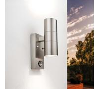 Ledvion lampada da parete LED con sensore grigio GU10 IP44 Up Down | Illuminazione automatica per ingresso, facciata, garage e vialetto