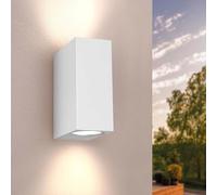 Ledvion - Lampada da Parete LED Cube & Bianca, Spot GU10, IP54, Luce Su&Giù, Lampada Esterna, Illuminazione Giardino, Illuminazione Facciata