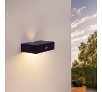 Ledvion - Lampada Solare LED Moderna da Parete, 3W, 3000K, IP65, Nero, 220 Lumen, con Sensore di Movimento, Energia Solare, Efficienza Energetica & Resistente alle Intemperie