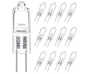 LedWekei Lampadine alogene G4, lampadina a capsula trasparente da 12V 10 W, lampadina a capsula trasparente a 2 pin, lampadine dimmerabili a luce bianca calda 2700 K (confezione da 12)