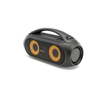 Ledwood Xtreme 250 TWS - Altoparlante portatile Bluetooth con cinghia, potente altoparlante wireless con luci a LED, super bassi, IPX5, AUX, porta USB, radio FM, nero