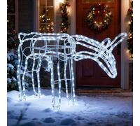 LEDYA Renna di Natale luminosa con testa animata (su/giù), 192 LED bianco freddo, grande renna luminosa 53 cm, decorazione natalizia da interno/esterno con timer, alimentazione a rete per giardino