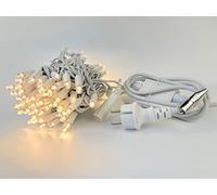 LEDZEIT - Profi Serie - Catena luminosa di base a LED, con cavo di alimentazione, 10m, 100 LED bianco caldo, luce fissa, Prolungabile fino a 960 m, sistema professionale, per festa,Natale,matrimonio