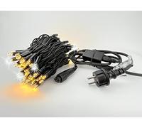LEDZEIT - Profi Serie - Catena luminosa di base a LED, esterno e interno, con cavo di alimentazione, 10m, 100 LED bianco caldo, 10 flashing LED, espandibile, extra lungo, professionale per decorazioni