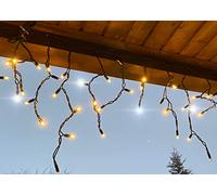 LEDZEIT - Profi Serie- Tenda luminosa esterno, flashing, icicle light, catena di prolunga senza cavo di alimentazione, 3 m x 0,5 m, bianco caldo, estensibile fino a 288m, per Natale, edifici, negozi